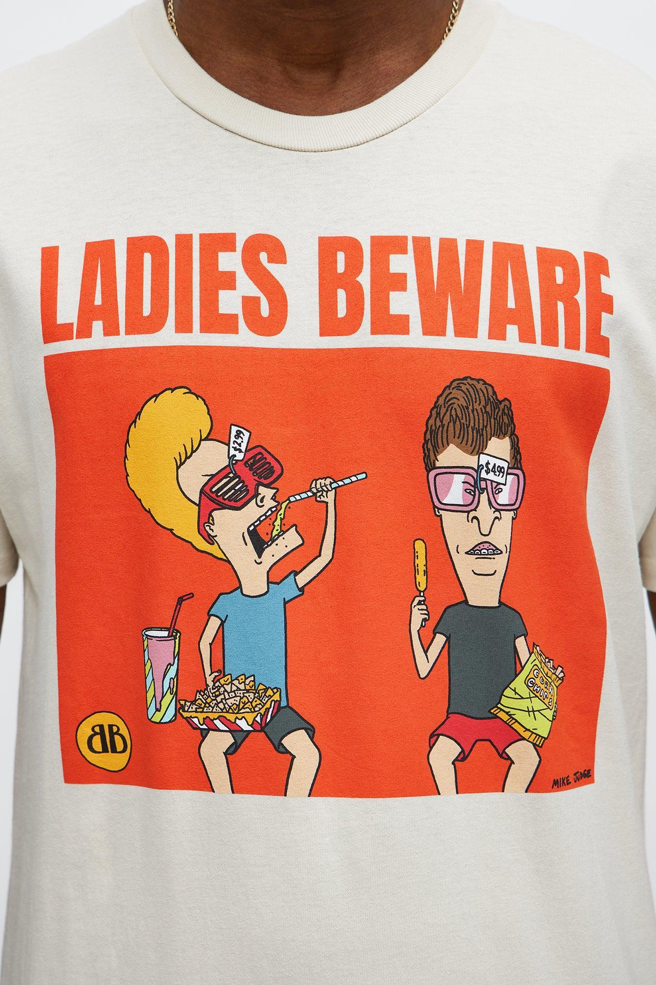 Beavis And Butthead Ladies Beware Short Sleeve Tee - Natural Product Image