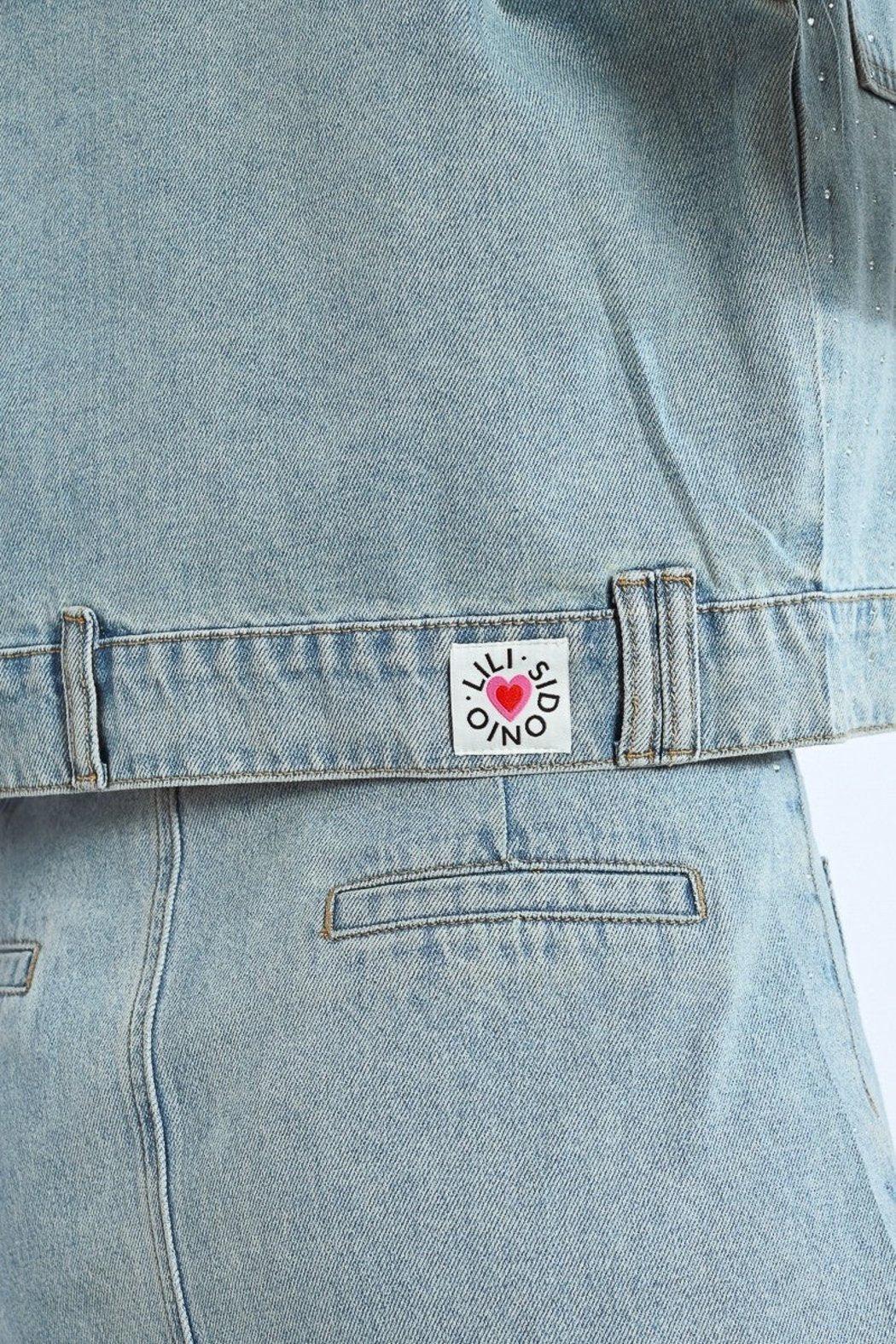 Rhinestone Denim Jacket Product Image