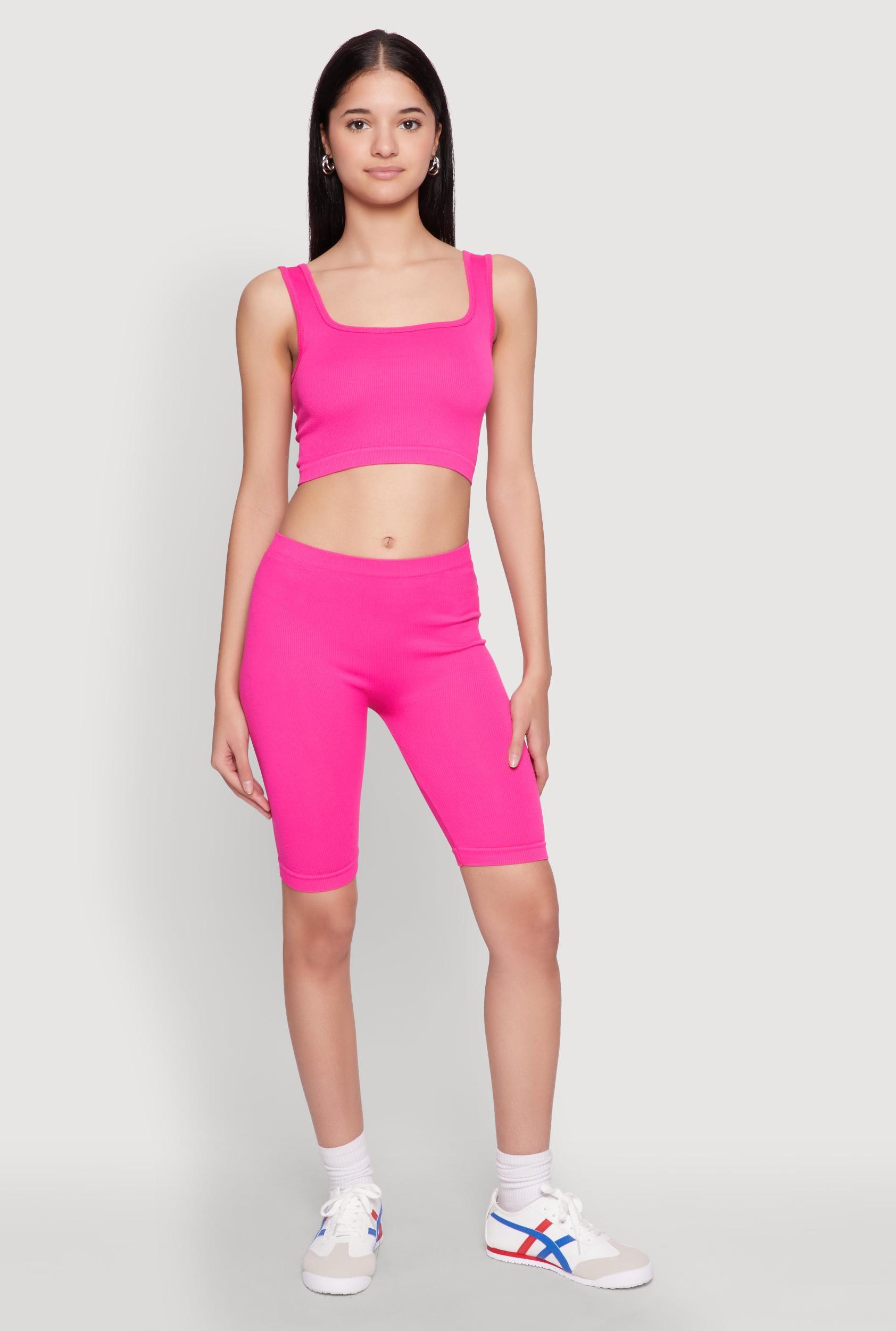 Womens Seamless Square Neck Crop Top and Biker Shorts Product Image