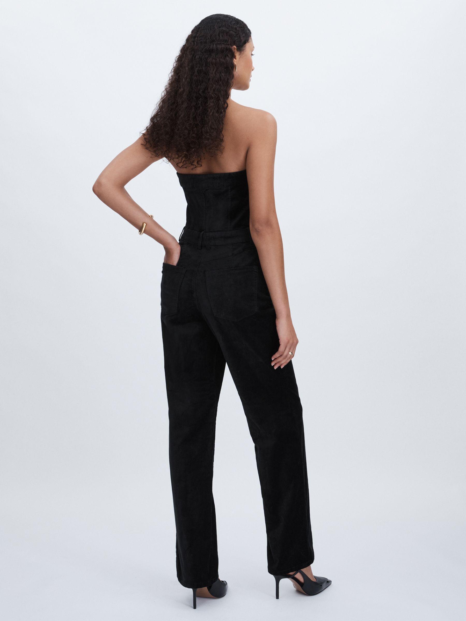Good American Velvet Strapless Jumpsuit in Black Product Image