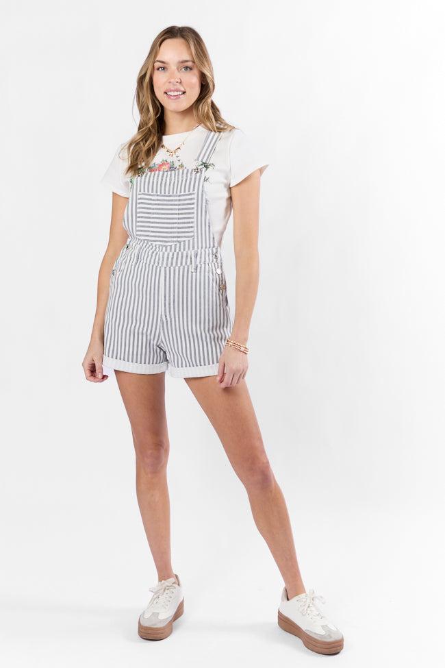 My Favorite Relaxed Stripe Stretchy Shorts Overalls SALE Product Image
