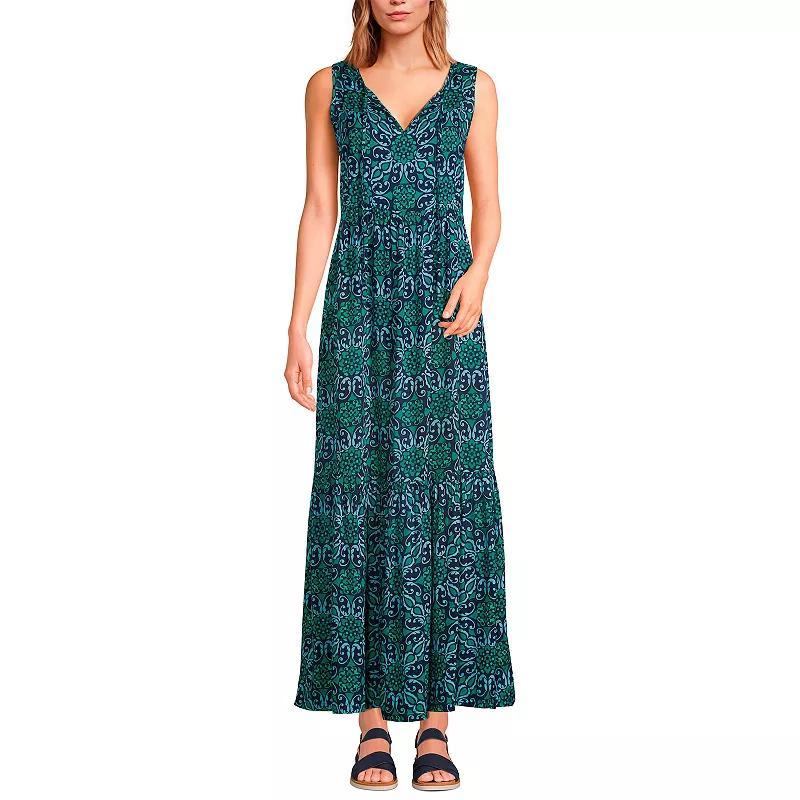 Womens Lands End Sheer Tiered Maxi Swim Cover-Up Dress Product Image
