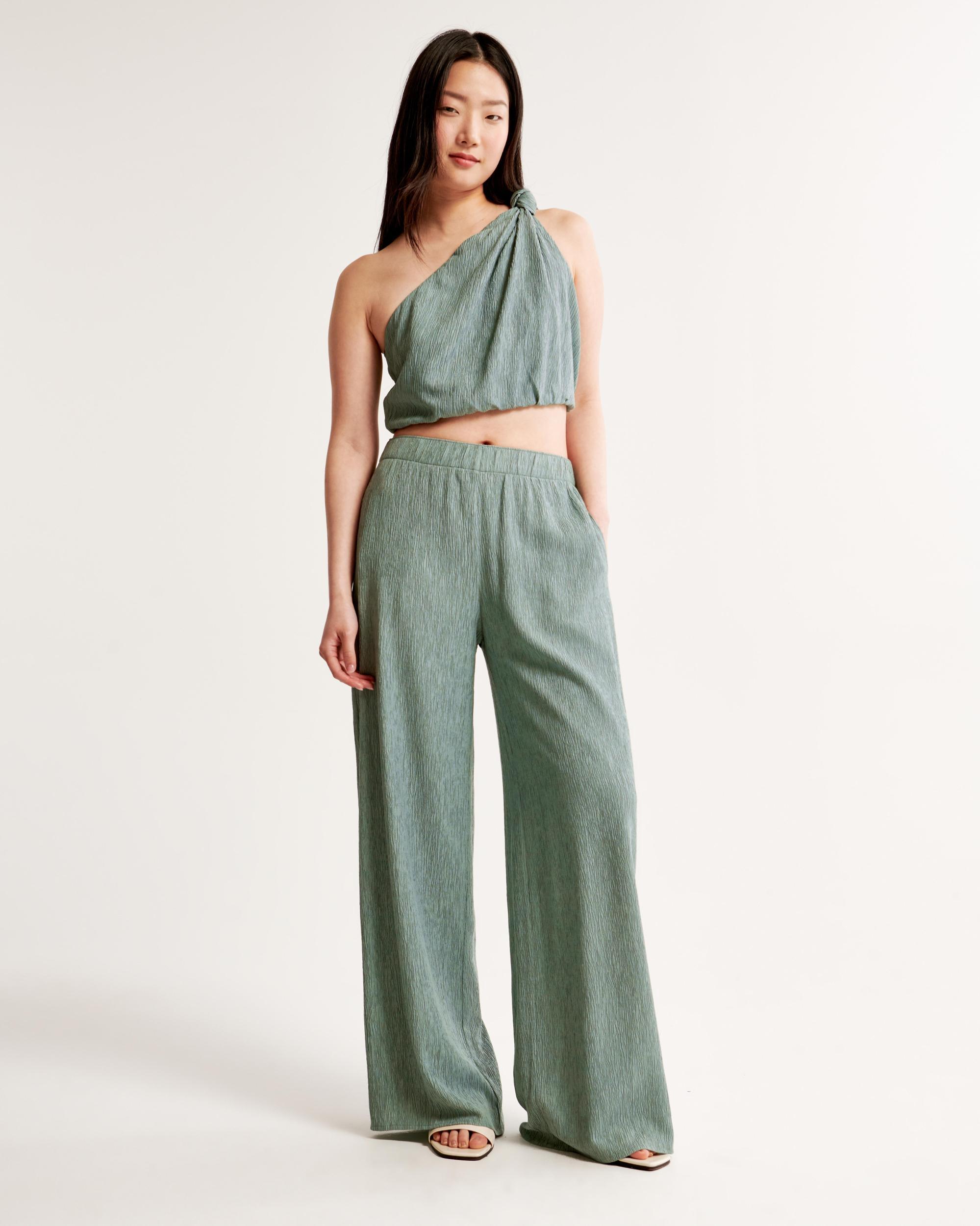 Crinkle Textured Pull-On Pant Product Image