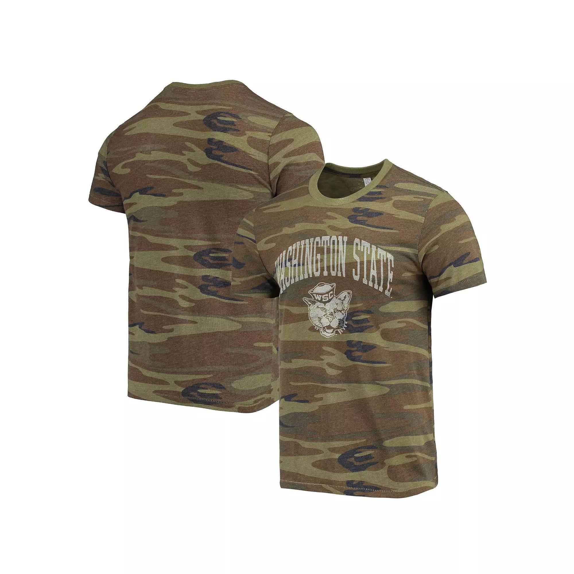Men's Alternative Apparel Camo Washington State Cougars Arch Logo Tri-Blend T-Shirt, Size: Medium, Wsc Green Product Image