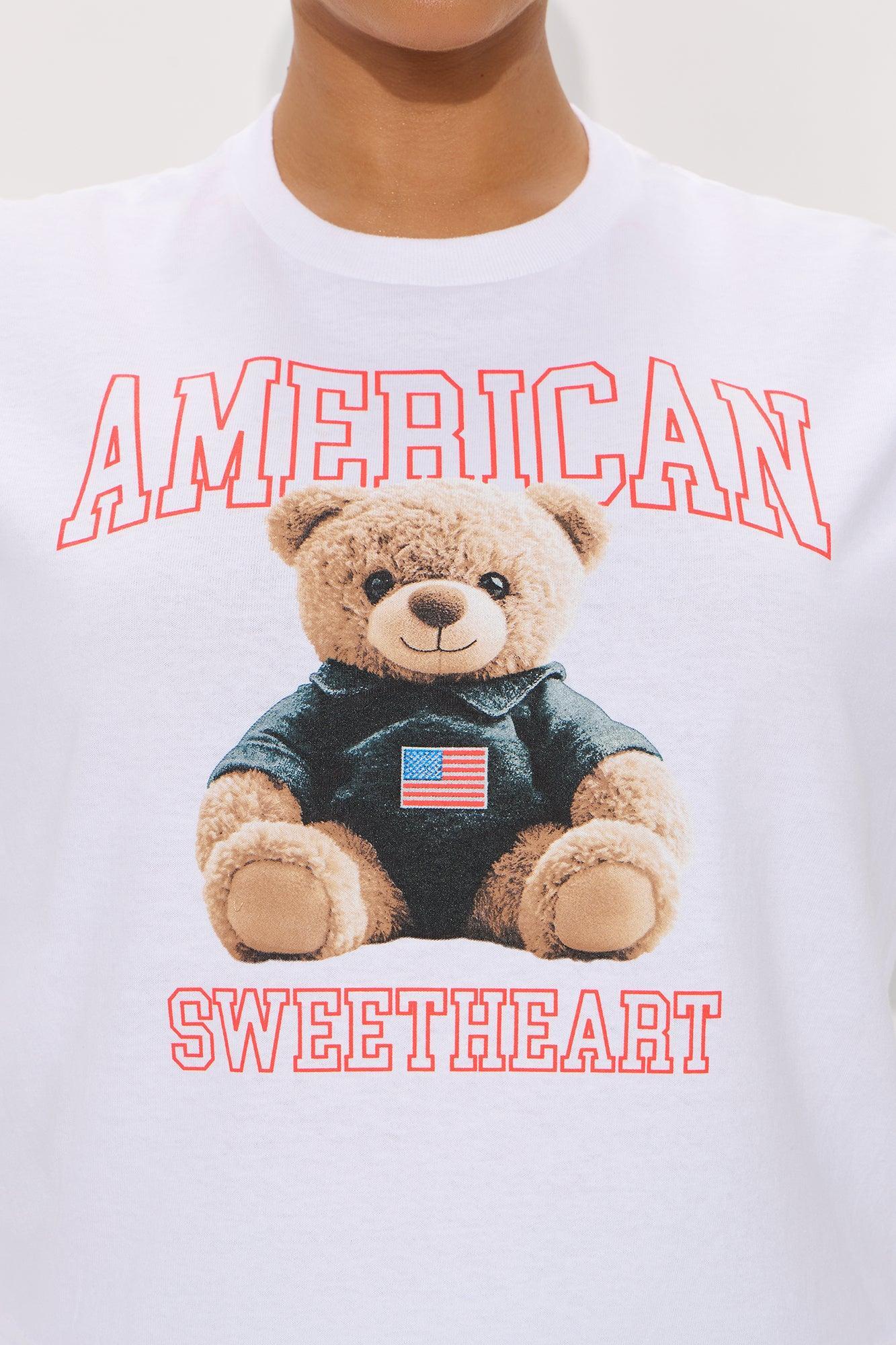 American Sweetheart Cropped Tee - White Product Image