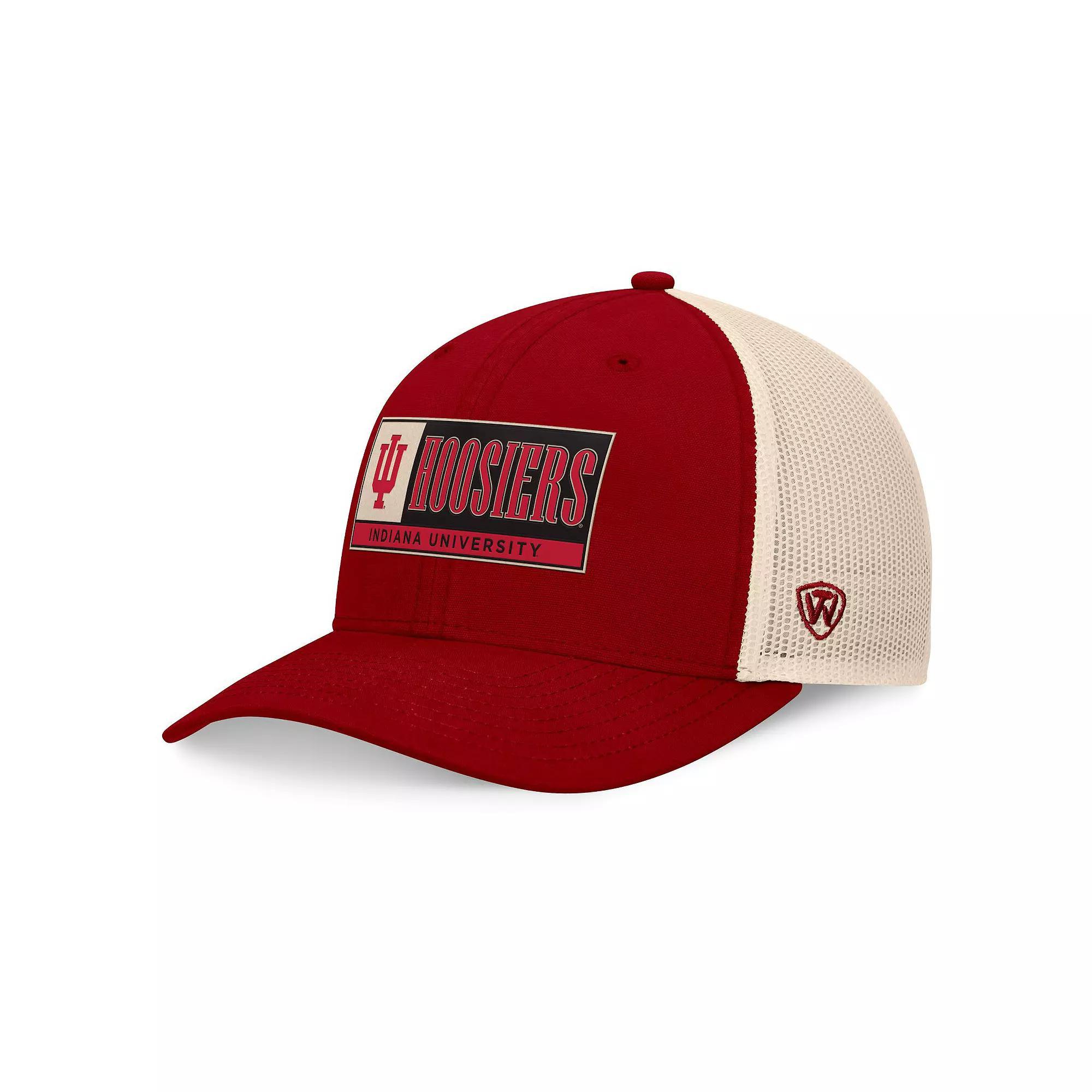 Men's Top of the World Crimson/Natural Indiana Hoosiers Bennett Trucker��Adjustable Hat, Red Product Image