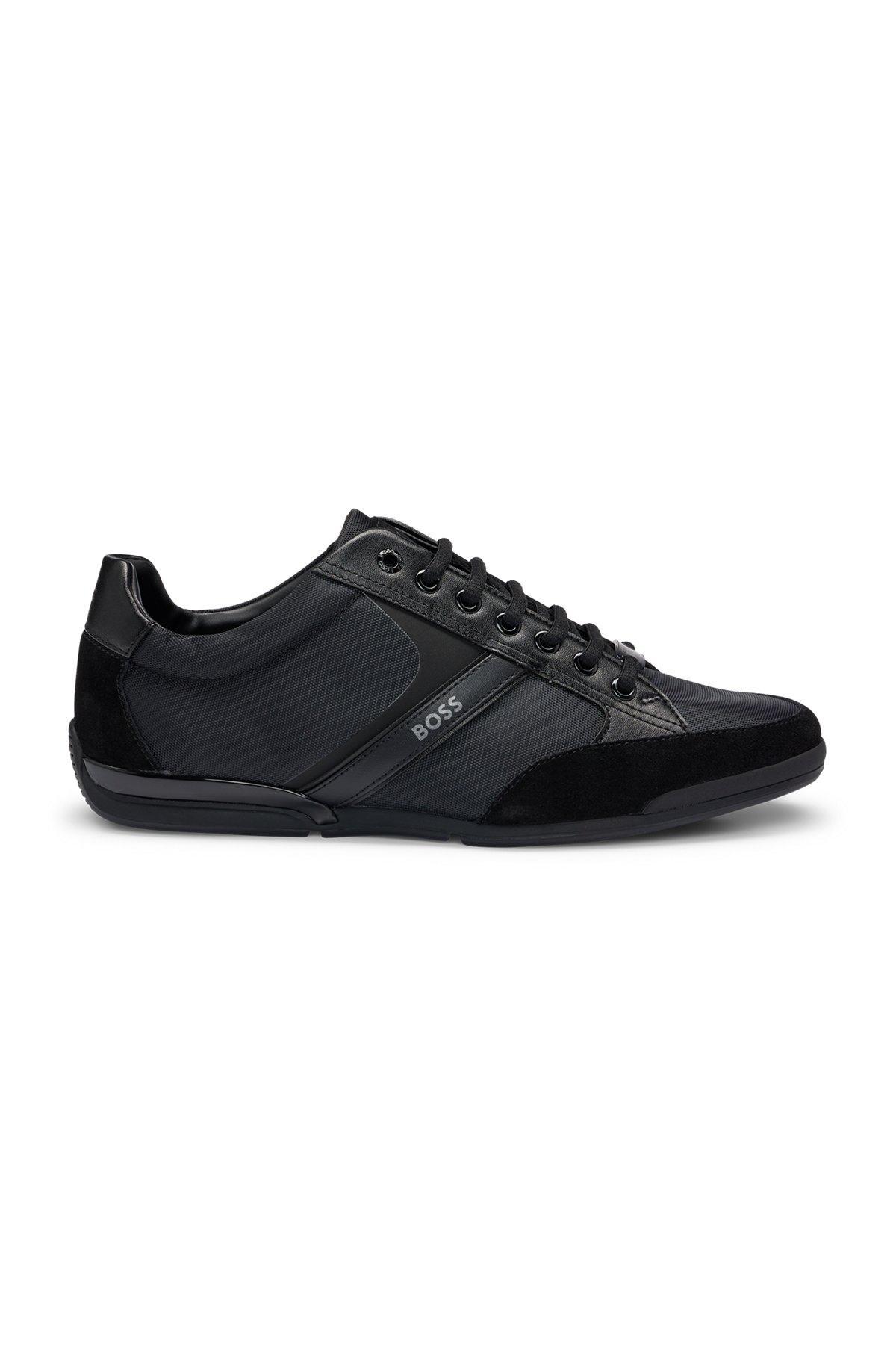 BOSS - Mixed-material trainers with suede and faux leather - Black Product Image