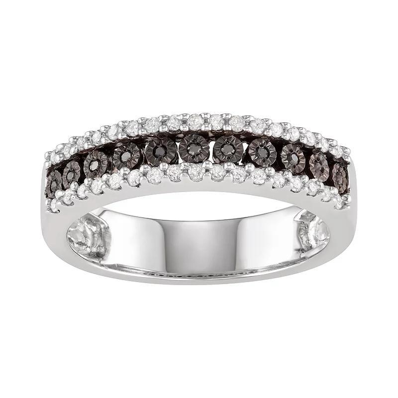 Sterling Silver 1/4 Carat T.W. Black & White Diamond Ring, Women's, Size: 6, Silver Tone Product Image