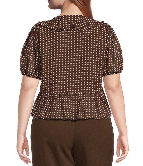 Lucy Paris Plus Size Dotted Short Sleeve Woven Top Product Image