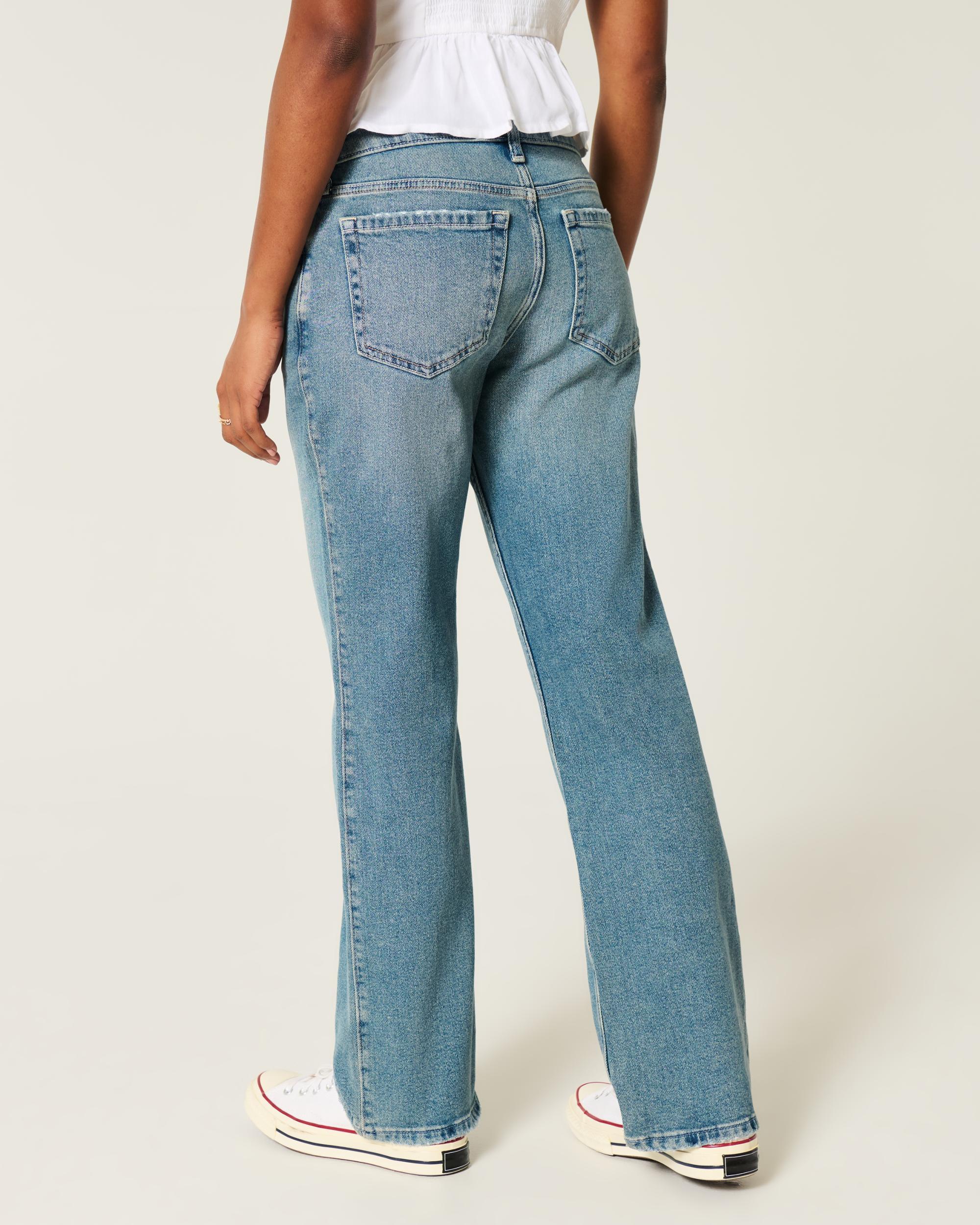 Low-Rise Medium Wash Relaxed Straight Jeans Product Image