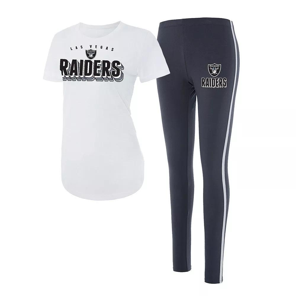 Women's Concepts Sport White/Charcoal Las Vegas Raiders Sonata T-Shirt & Leggings Set, Size: 2XL, Lvr White Product Image