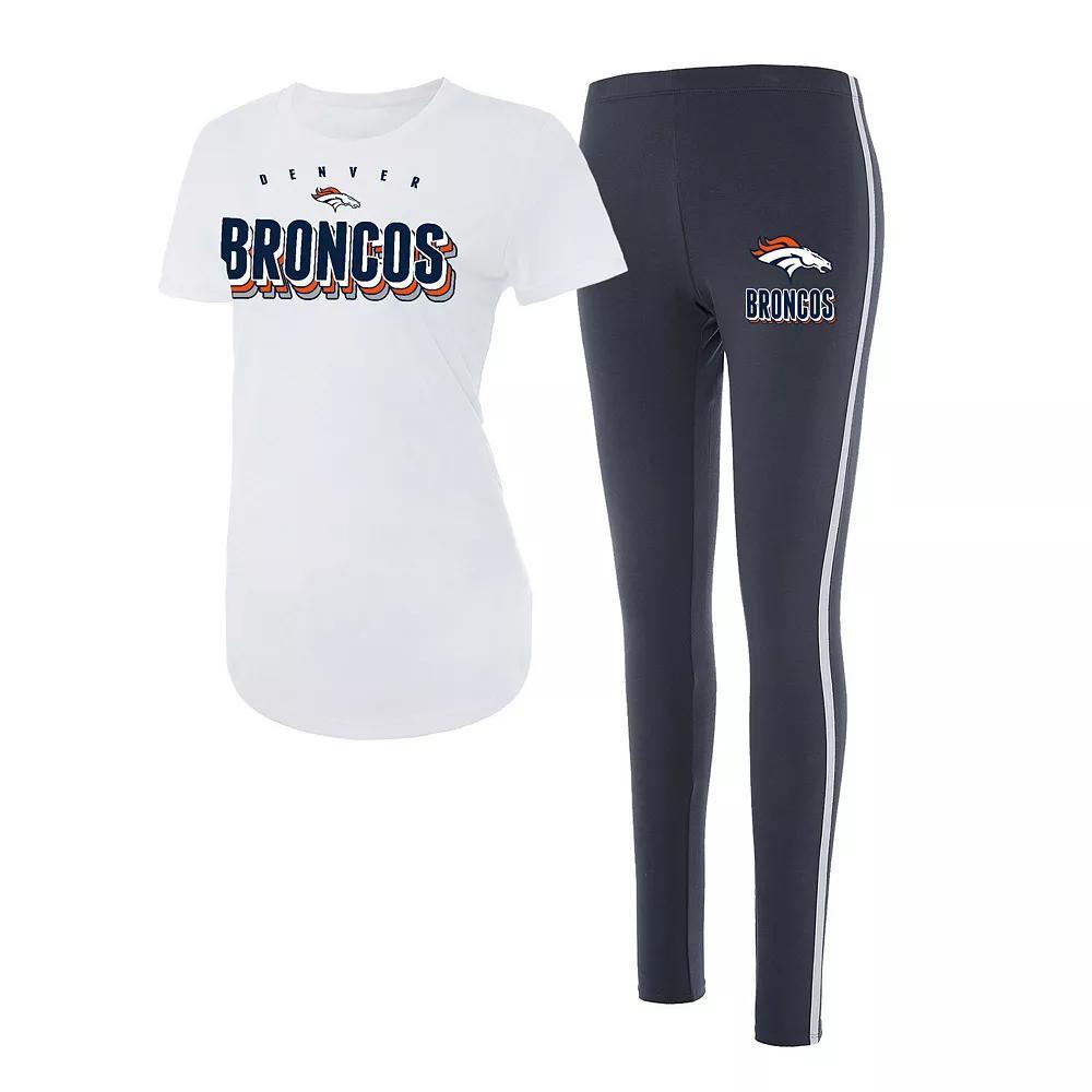 Women's Concepts Sport White/Charcoal Denver Broncos Sonata T-Shirt & Leggings Set, Size: Small Product Image