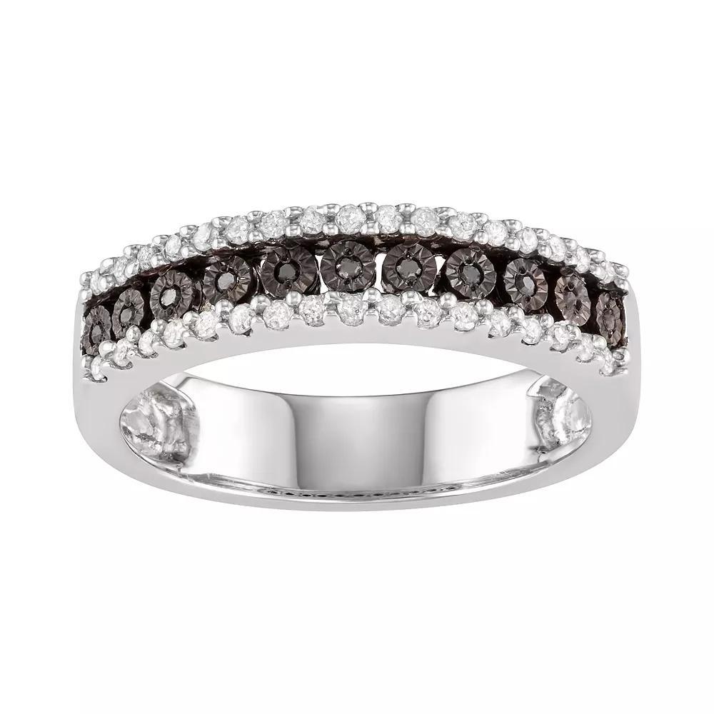 Sterling Silver 1/4 Carat T.W. Black & White Diamond Ring, Women's, Size: 6, Silver Tone Product Image
