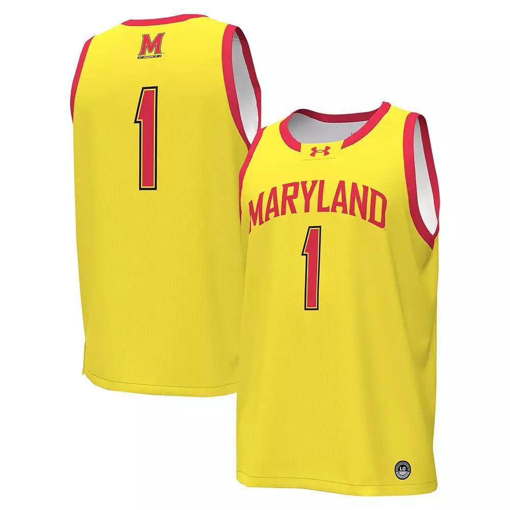 Men's Under Armour #1 Gold Maryland Terrapins Replica Basketball Jersey, Size: XL Product Image