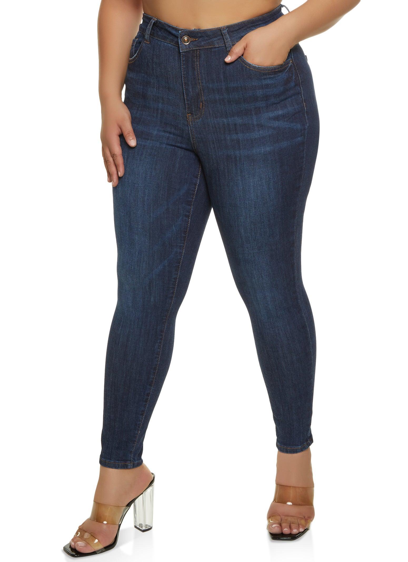Womens Plus Size WAX Basic Whiskered Skinny Jeans Product Image