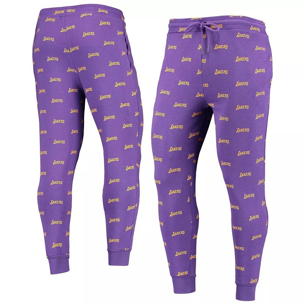 The Wild Collective Purple Los Angeles Lakers Allover Logo Jogger Pants, Men's, Size: Large Product Image