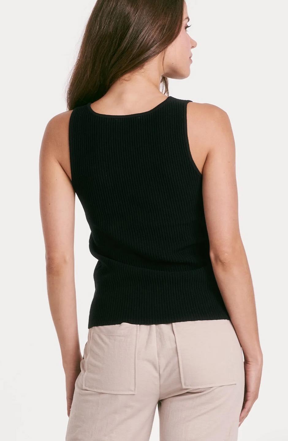 Charlie Cut Out Rib Tank- Black Product Image