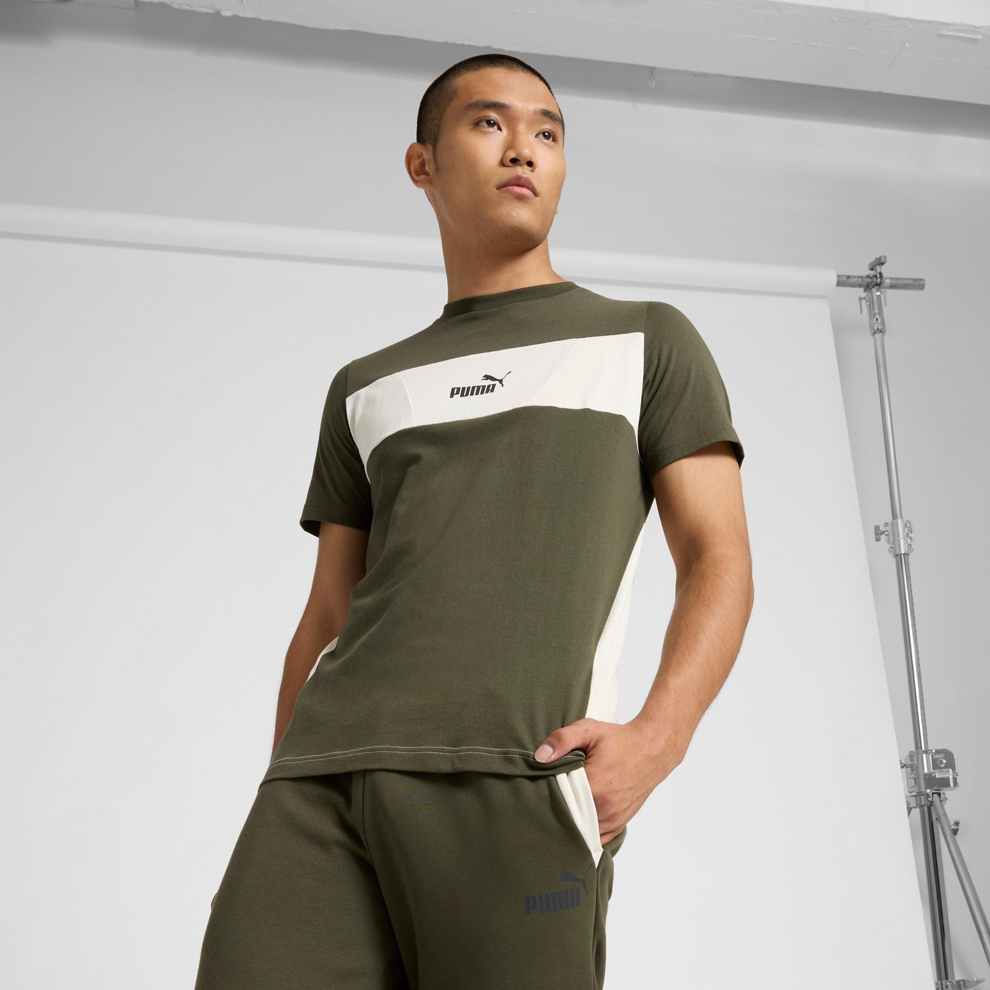 PUMA Power Men's Colorblock T-Shirt in Grey Skies Product Image