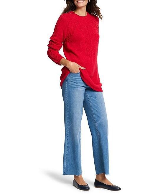 NIC + ZOE Femme Cable Knit Round Neck Long Sleeve Sweater Product Image