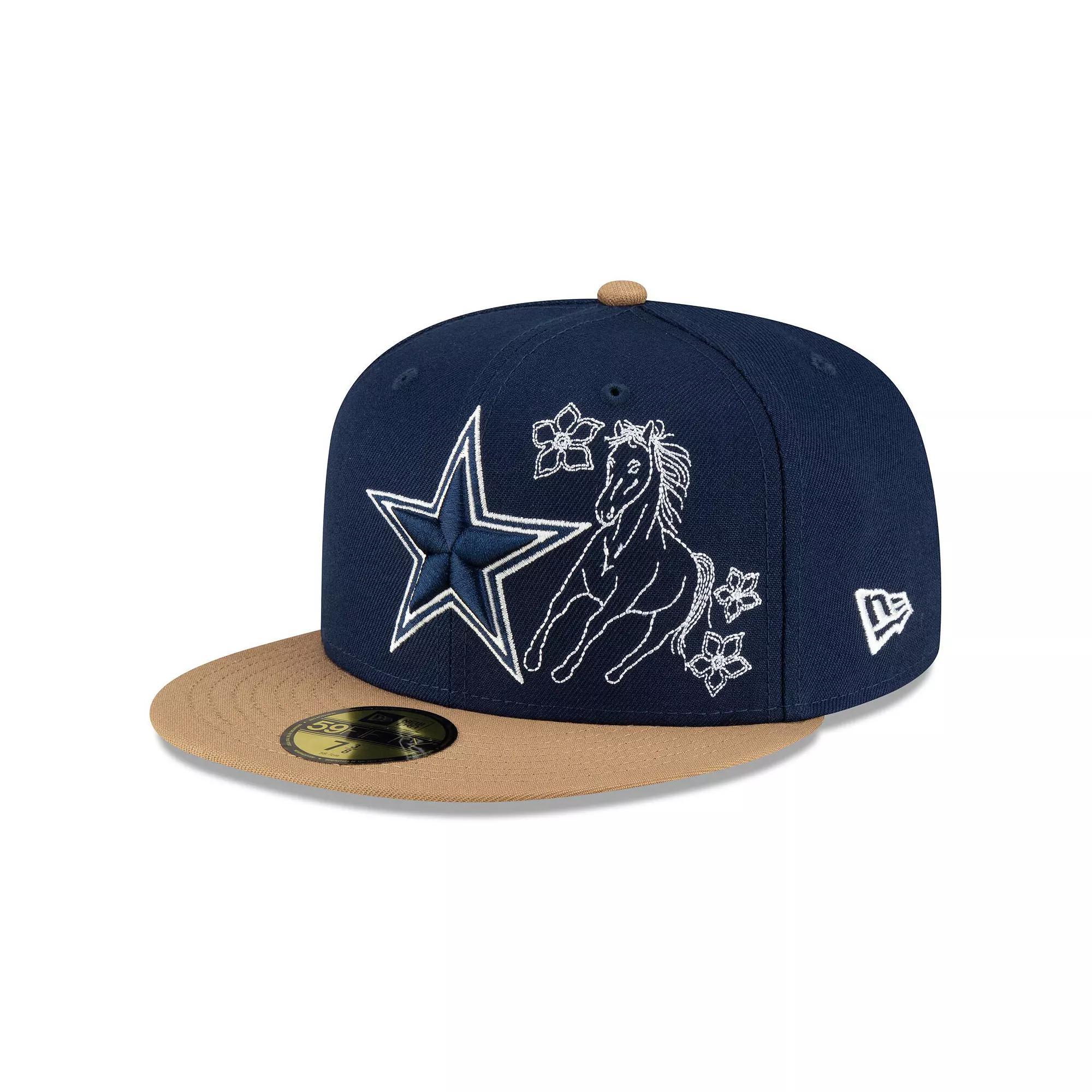 Men's New Era Navy/Tan Dallas Cowboys Western 59FIFTY Fitted Hat, Size: 7 1/8, Blue Product Image