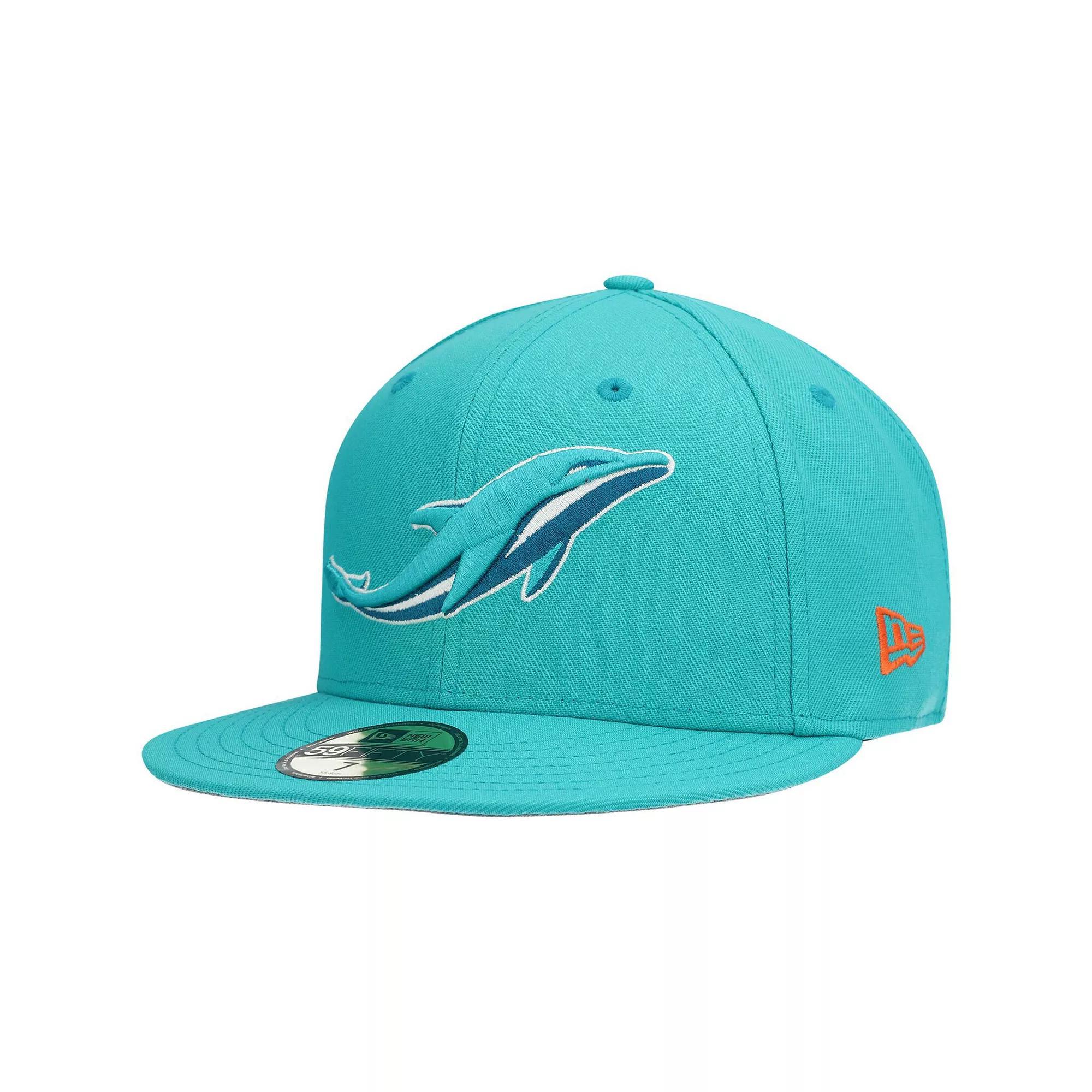 Men's New Era Aqua Miami Dolphins Omaha 59FIFTY Fitted Hat, Size: 7 7/8, Turquoise A Product Image
