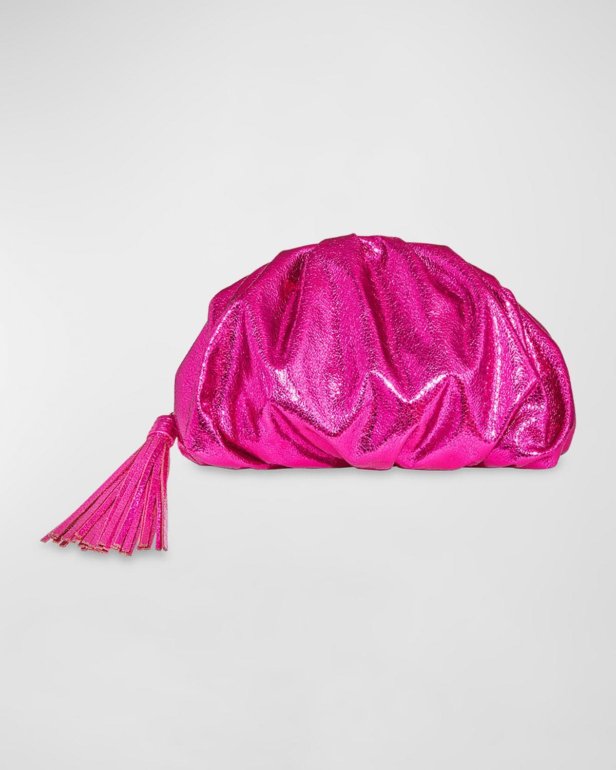 Ruched Zip Faux-Leather Clutch Bag Product Image