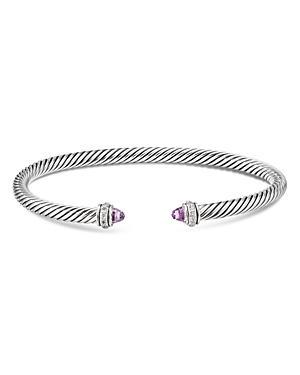David Yurman Sterling Silver Cable Classic Bracelet with Blue Topaz & Diamonds Product Image