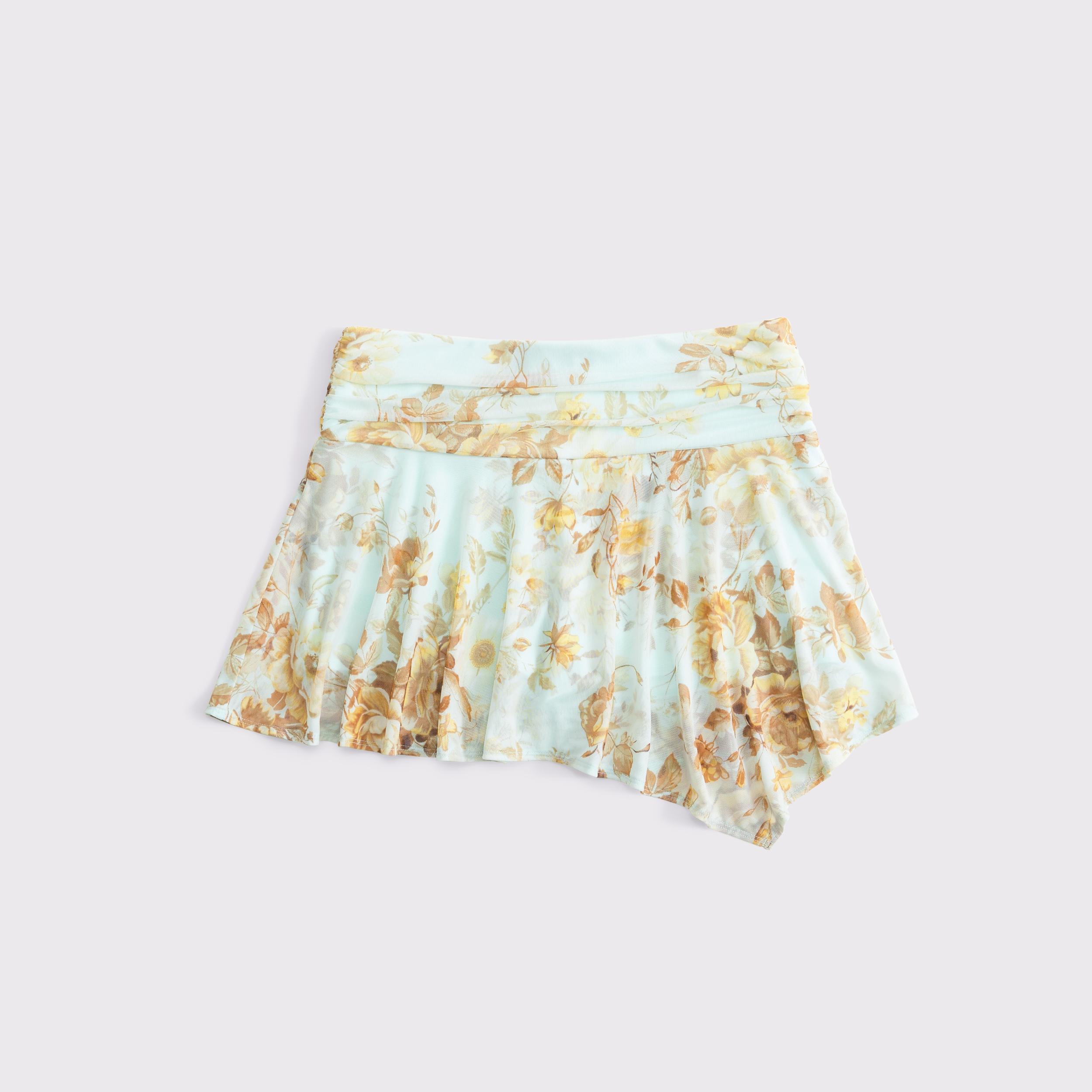 Mid Rise Asymmetrical Flirty Ruched Mini Skort Product Image