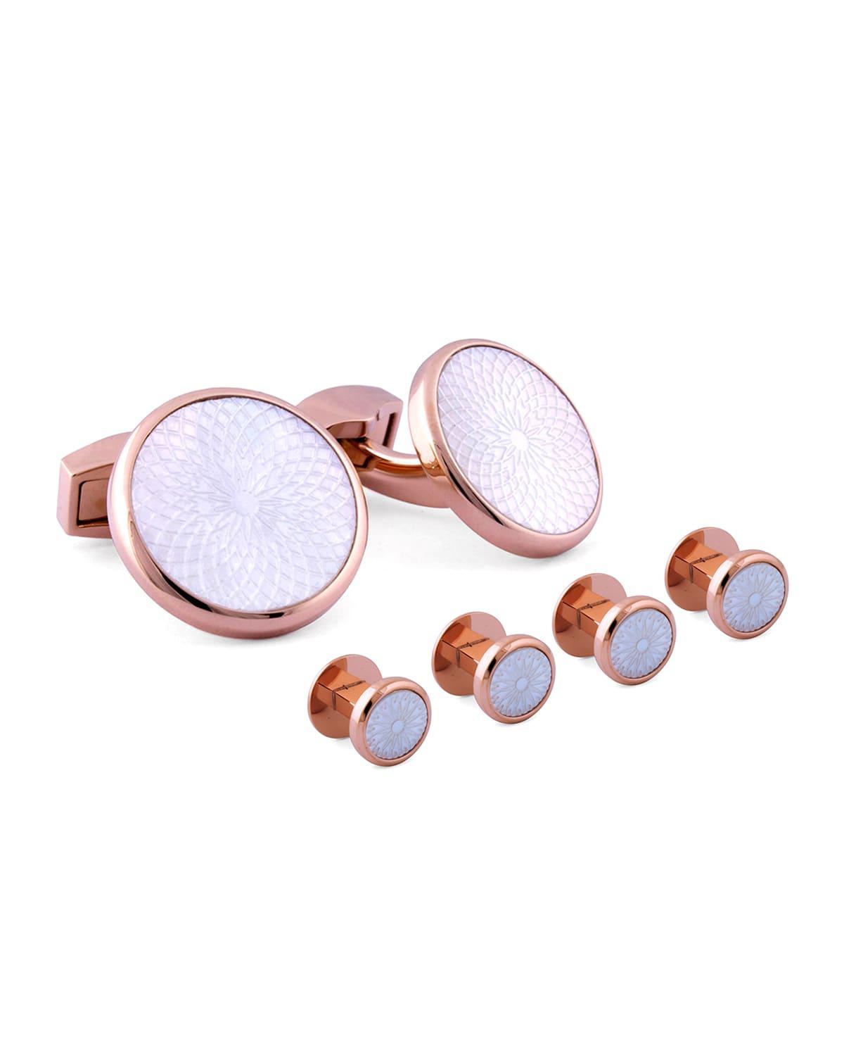 Rotondo Guilloche Cuff Links %26 Shirt Stud Set Product Image