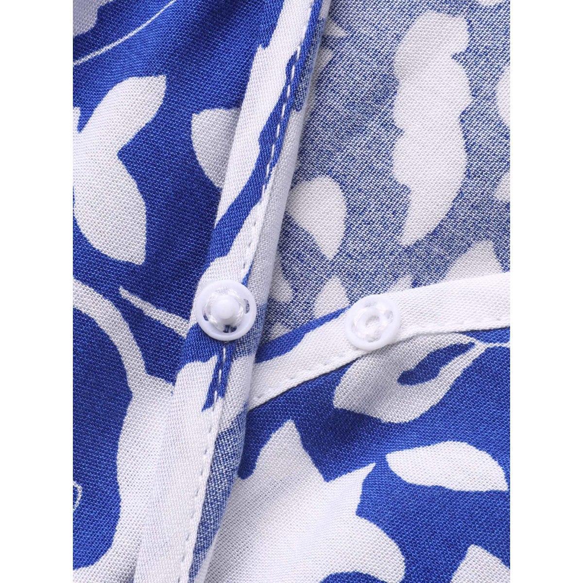 Plus Size Rayon Boho Print Wrap Cami Dress Brightblue Women Resort Ruffles Overlap Collar Sleeveless Curvy BloomChic 14-16/1X Product Image