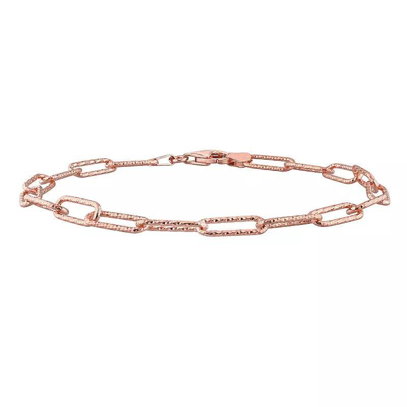 Stella Grace Mens 18k Rose Gold Over Silver Fancy Cut Paper Clip Link Chain Bracelet Rose Gold Tone Product Image