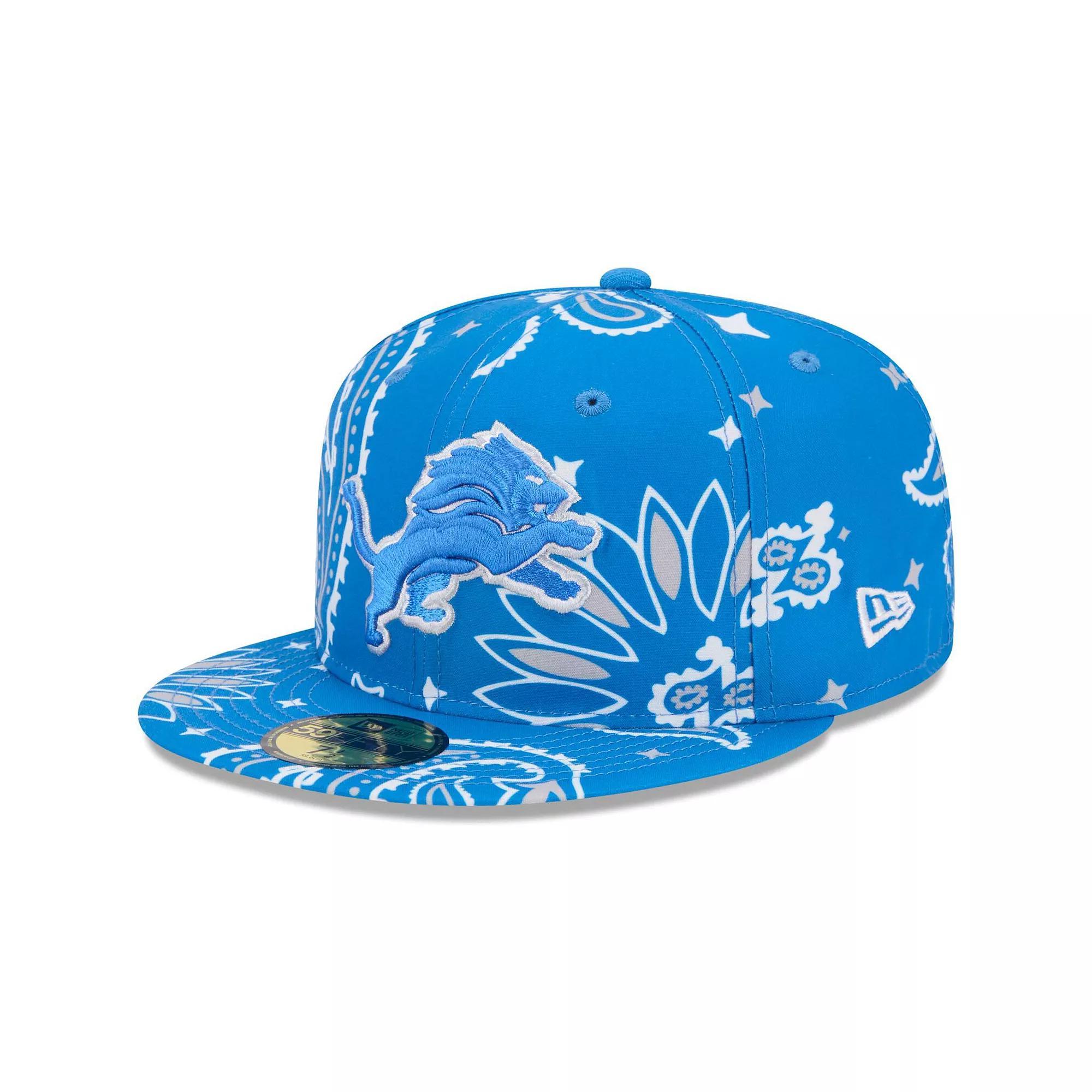 Men's New Era Blue Detroit Lions Paisley 59FIFTY Fitted Hat, Size: 7 7/8 Product Image