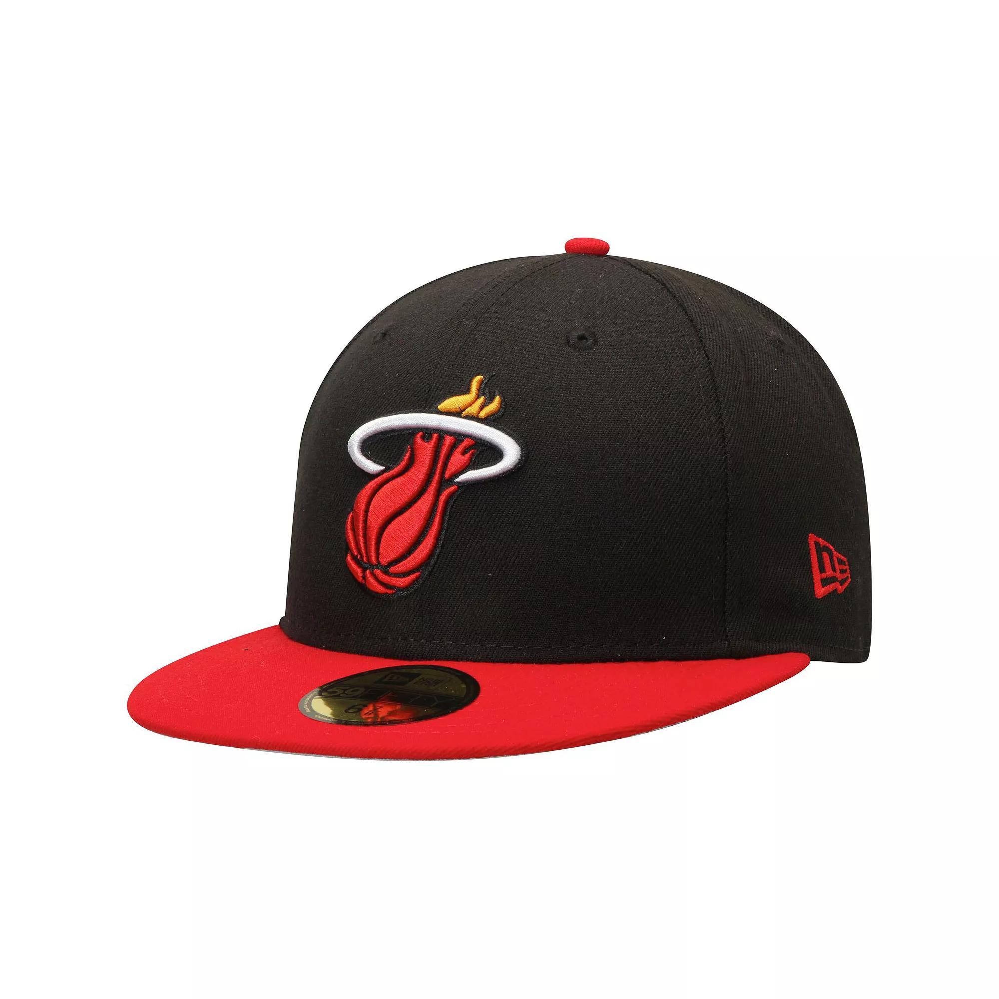 Mens New Era /Red Miami Heat Official Team Color 2Tone 59FIFTY Fitted Hat Product Image