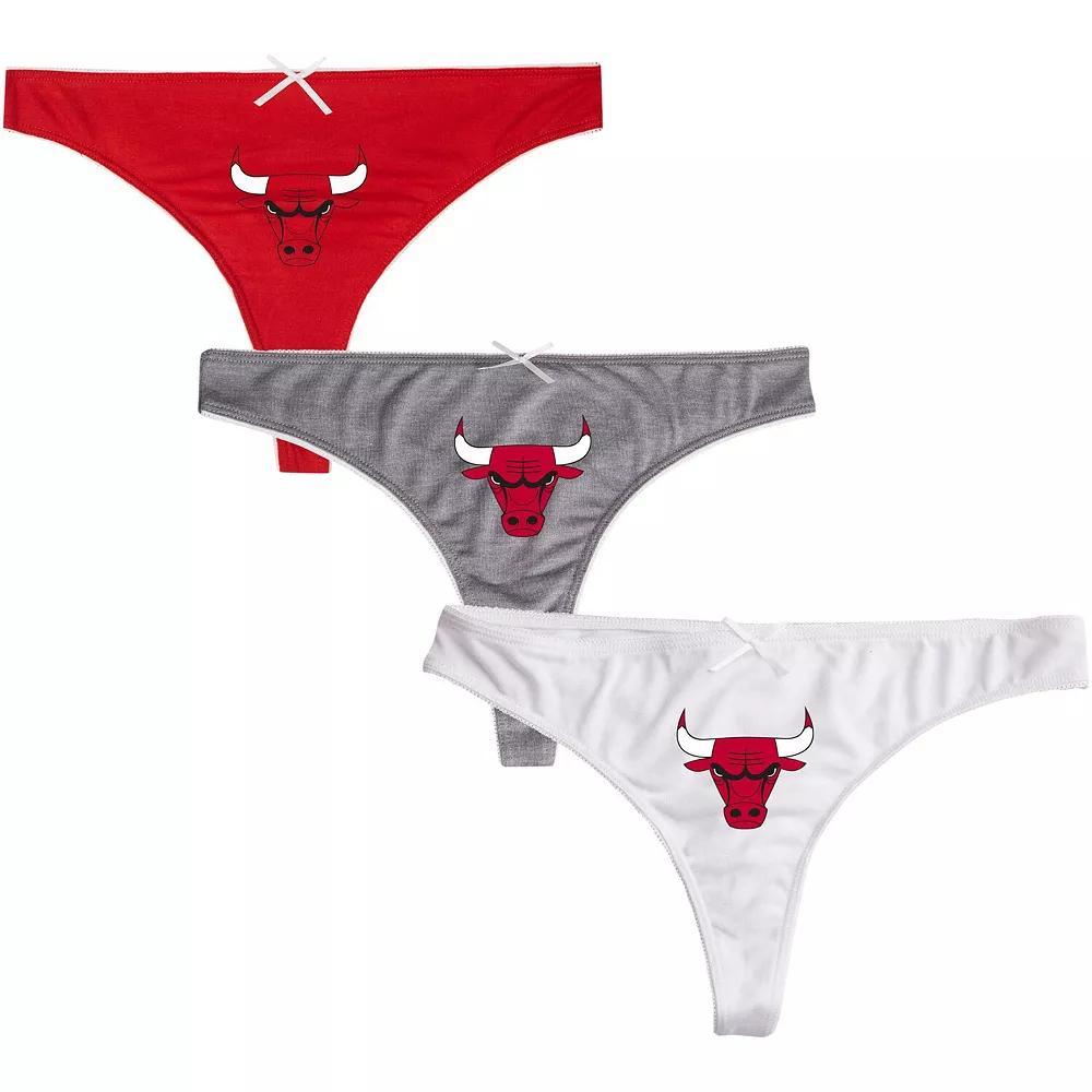 Women's College Concepts Red/Charcoal/White Chicago Bulls Arctic 3-Pack Thong Set, Size: Medium Product Image