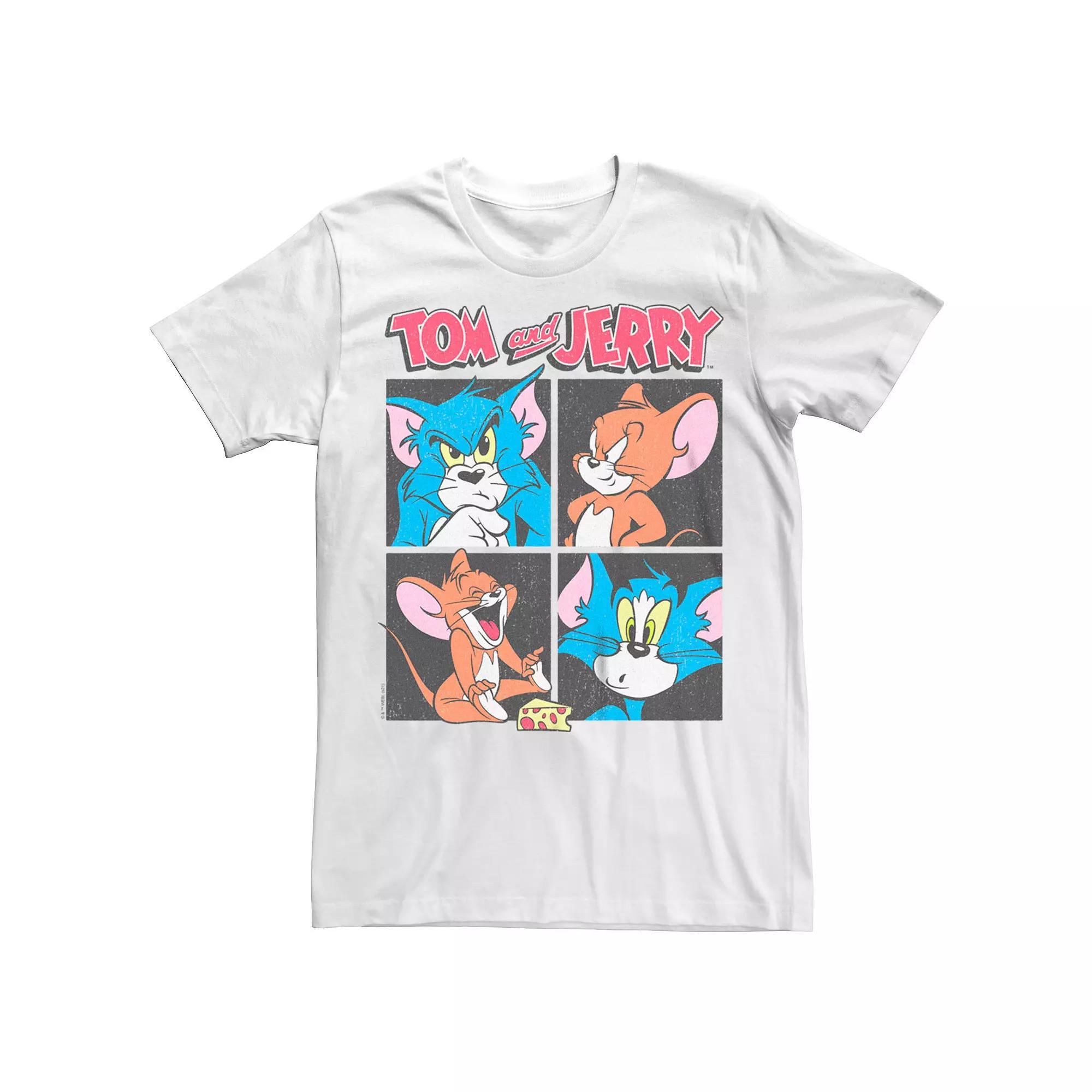 Men's Tom And Jerry Square Expressions Tee, Size: Small, White Product Image