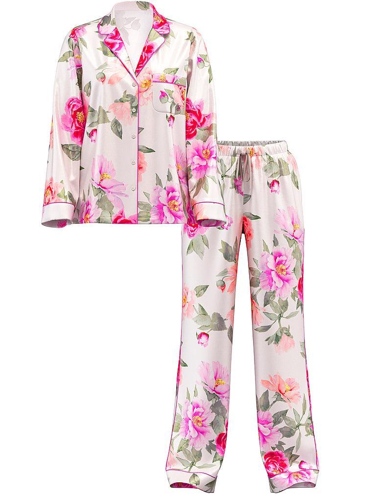 Glazed Satin Long Pajama Set Product Image