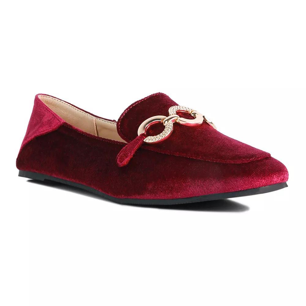 London Rag Women's Metal Detail Loafers, Size: 5, Burgundry Product Image