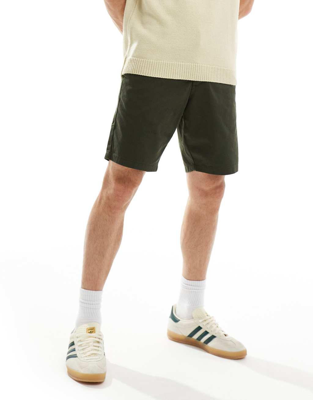 ASOS DESIGN slim stretch chino shorts in khaki  Product Image