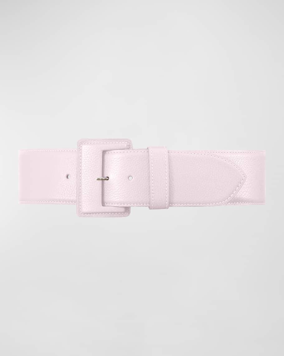 La Merveilleuse Large Pebbled Leather Belt with Covered Buckle Product Image