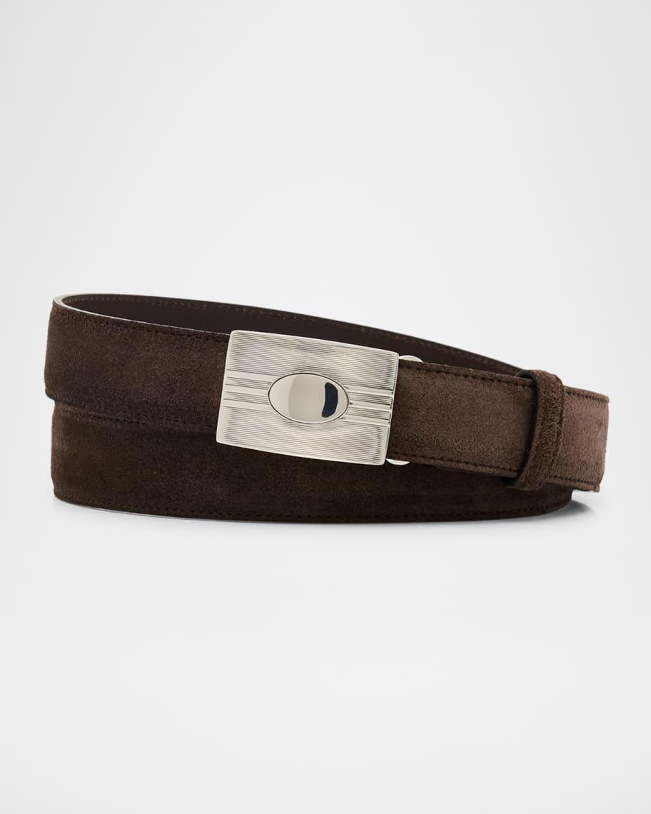 Mens Suede Rectangle-Buckle Belt Product Image