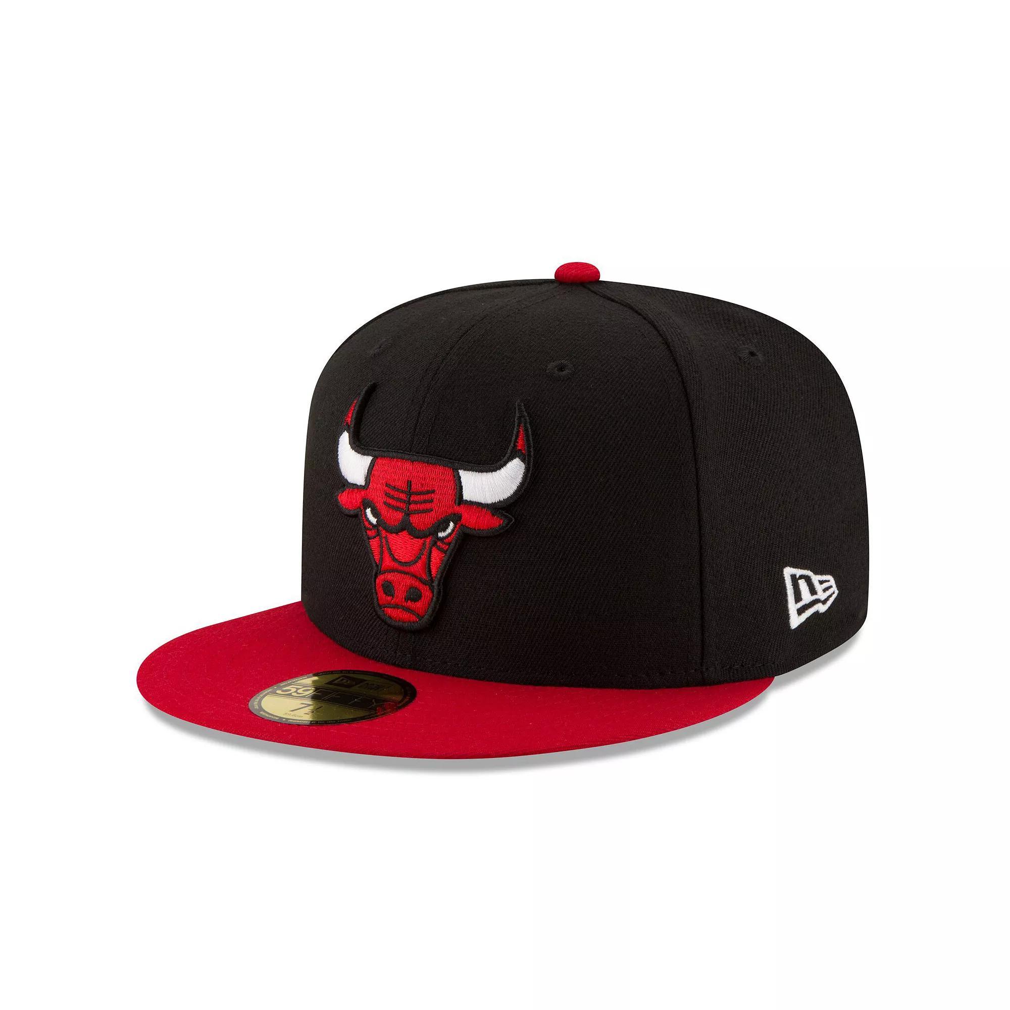 Men's New Era Black/Red Chicago Bulls Official Team Color 2Tone 59FIFTY Fitted Hat, Size: 7 1/2 Product Image