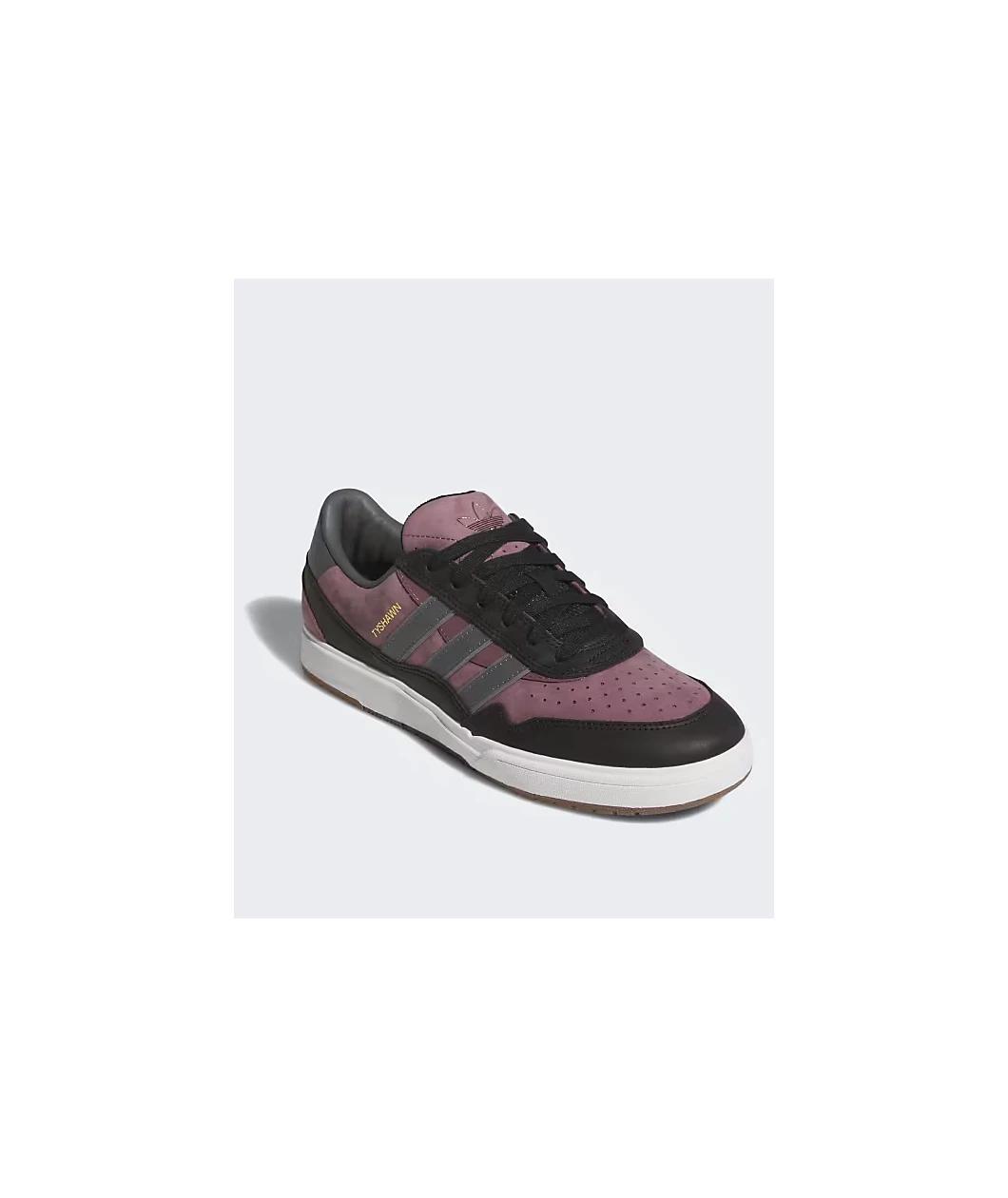 adidas Tyshawn II Shadow Fig, Core Black, & Charcoal Solid Grey Skate Shoes Product Image