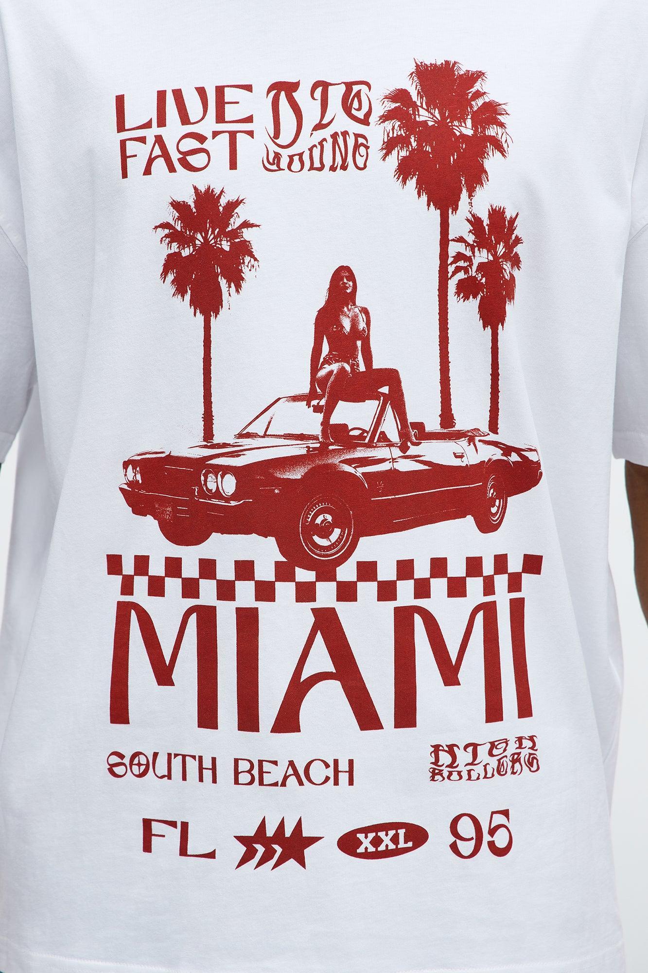Live Fast Miami Oversized Short Sleeve Tee - White Product Image