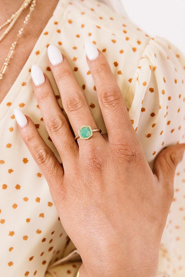 Kendra Scott Davie Gold Band Ring in Dark Teal Amazonite Product Image