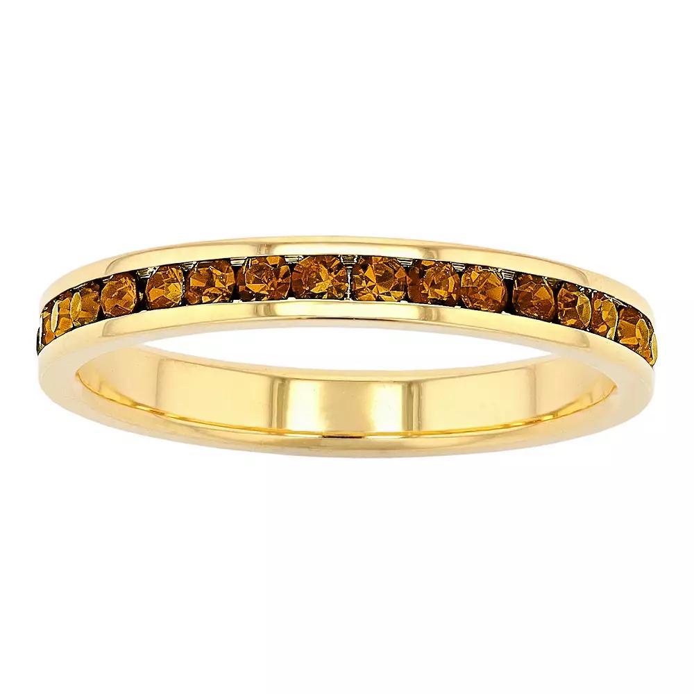 Traditions Jewelry Company 18k Gold Over Silver Birthstone Crystal Eternity Ring, Women's, Size: 5, 18k Gold Plated Dec Product Image