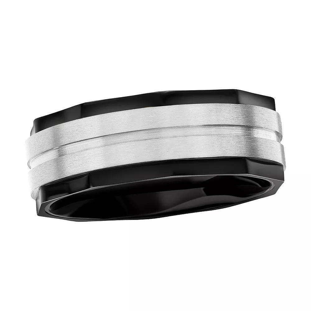 Metallo Men's Two Tone Sterling Silver Satin Ring, Size: 13, Stainless Product Image