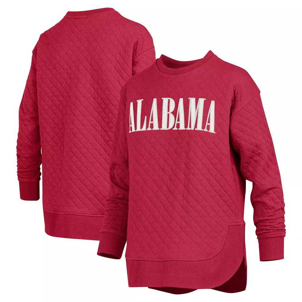 Women's Pressbox Crimson Alabama Crimson Tide Quilted Long Sleeve Pullover Sweatshirt, Size: Large, Red Product Image