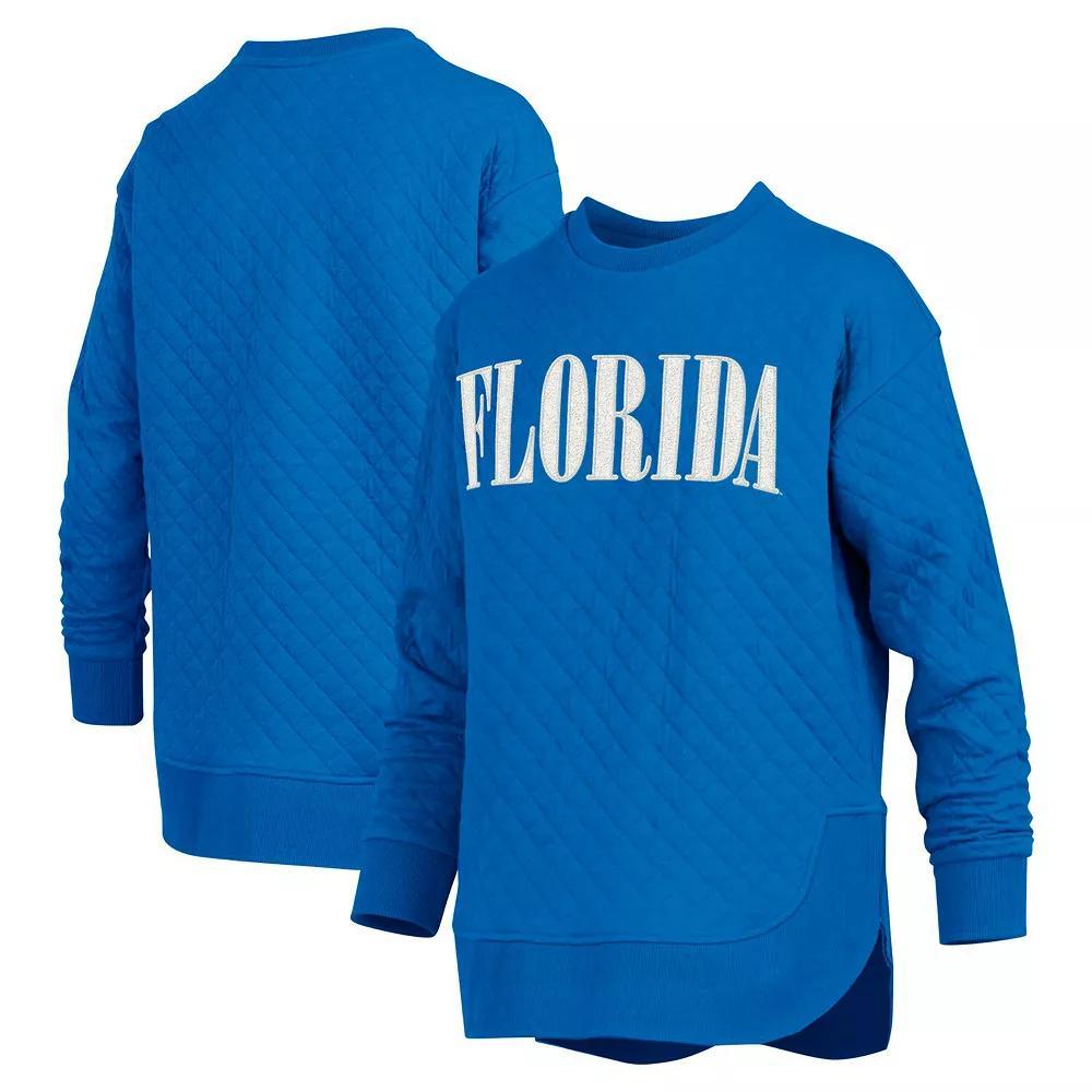 Women's Pressbox Royal Florida Gators Quilted Long Sleeve Pullover Sweatshirt, Size: 2XL, Blue Product Image