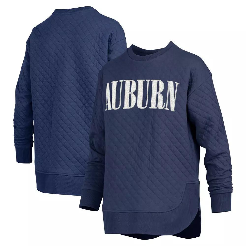 Women's Pressbox Navy Auburn Tigers Quilted Long Sleeve Pullover Sweatshirt, Size: 2XL, Blue Product Image