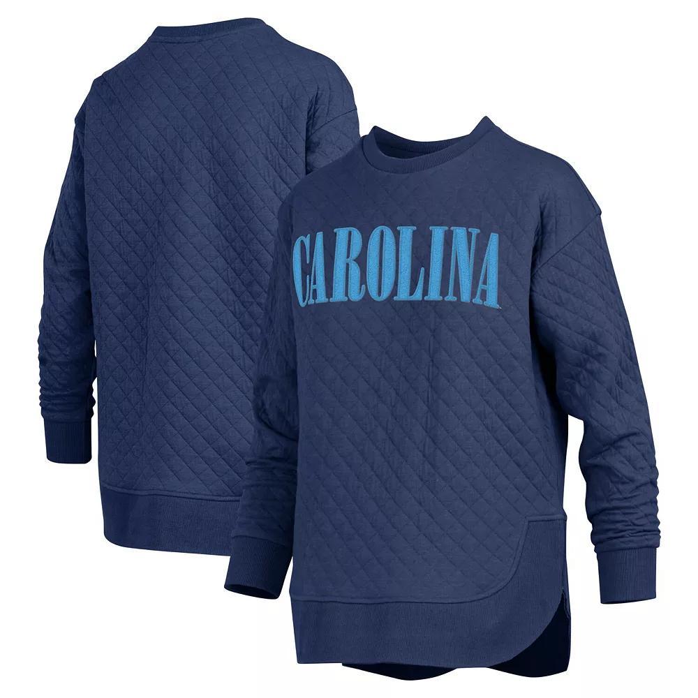 Women's Pressbox Navy North Carolina Tar Heels Quilted Long Sleeve Pullover Sweatshirt, Size: 2XL, Blue Product Image